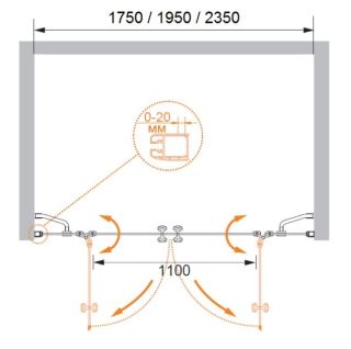 Душевая дверь CEZARES ELENA-W-B-22-240-P-Cr хром